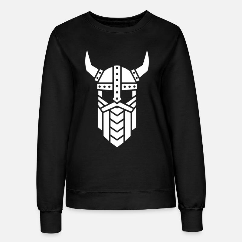 Viking Minimalist Warrior Geometric Mascot - Women’s Sweatshirt - black