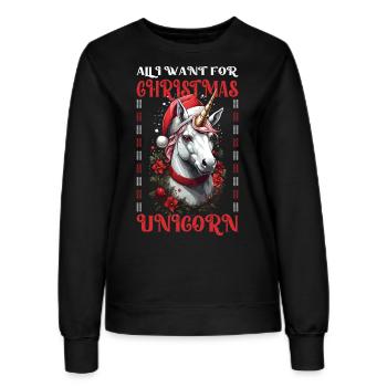 All I Want For Christmas Is A Unicorn Weihnachten - Frauen Sweatshirt - Schwarz - Vorne - AI Model Female 172 light (172cm)