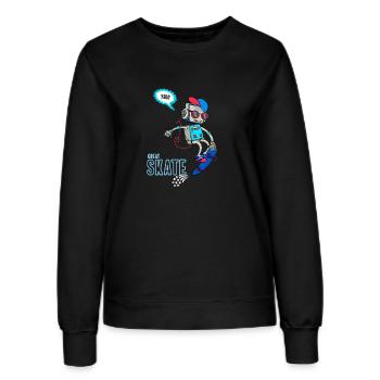 Skate robot skater comic yolo skateboard music - Women’s Sweatshirt - black - Front - AI Model Female 172 light (172cm)