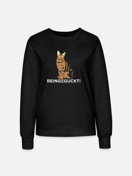 Reingeguckt - Katze - Frauen Sweatshirt - Schwarz
