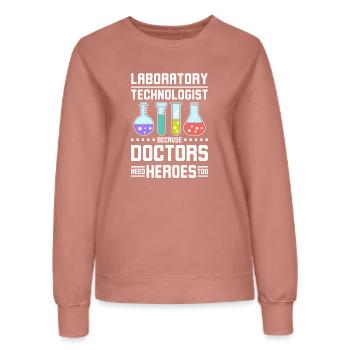 Les médecins technologues de laboratoire ont aussi besoin de héros - Sweat Femme - rose poudré - Devant - AI Model Female 172 dark (172cm)