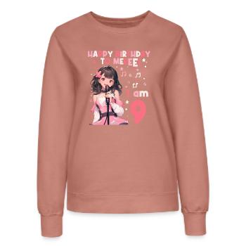 Anime Mandga K-Pop KPop Mädchen 9. Geburtstag - Frauen Sweatshirt - Altrosa - Vorne - AI Model Female 172 dark (172cm)