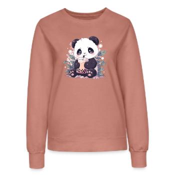 Kawaii Panda trinkt Boba Bubble Tea Chibi - Frauen Sweatshirt - Altrosa - Vorne - AI Model Female 172 dark (172cm)