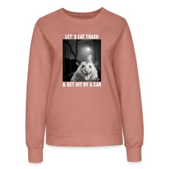 Permet de manger des ordures et de se faire frapper par un opossum de voiture - Sweat Femme - rose poudré - Devant - AI Model Female 172 dark (172cm)