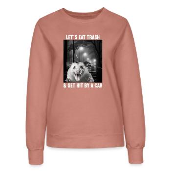 Permet de manger des ordures et de se faire frapper par un opossum de voiture - Sweat Femme - rose poudré - Devant - AI Model Female 172 dark (172cm)