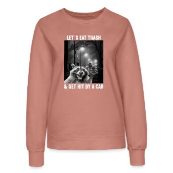 Permet de manger des ordures et de se faire frapper par un raton laveur - Sweat Femme - rose poudré - Devant - AI Model Female 172 dark (172cm)