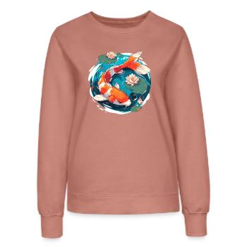Vintage 80er Retro Japanisch Asiatisch Koi Karpfen - Frauen Sweatshirt - Altrosa - Vorne - AI Model Female 172 dark (172cm)