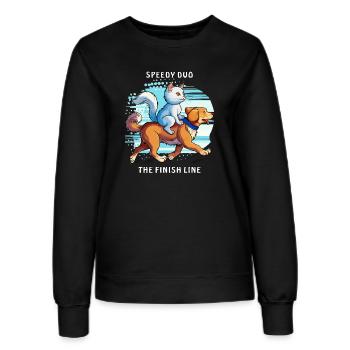 DOG CAT SPEEDY DUO THE FINISH LINE - Women’s Sweatshirt - black - Front - AI Model Female 172 light (172cm)