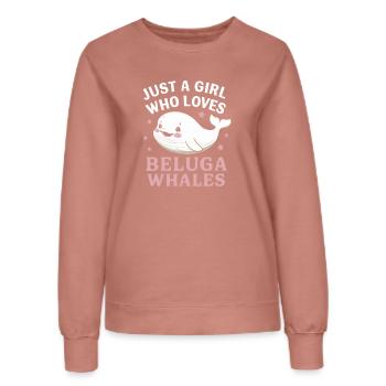Béluga Océan Bélugas Baleines - Sweat Femme - rose poudré - Devant - AI Model Female 172 dark (172cm)