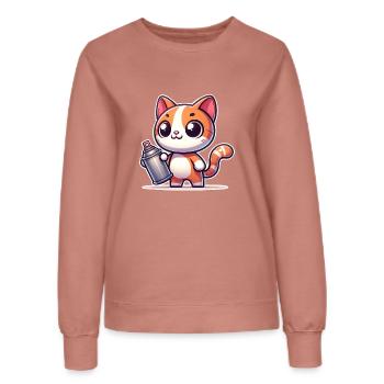 Cat Graffiti - Women’s Sweatshirt - dusky rose - Front - AI Model Female 172 dark (172cm)