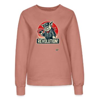 Retro Arbeiter Schwein lustige Revolution - Frauen Sweatshirt - Altrosa - Vorne - AI Model Female 172 dark (172cm)
