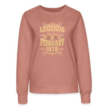 Légende de l’anniversaire de février 1978 - Sweat Femme - rose poudré - Devant - AI Model Female 172 dark (172cm)