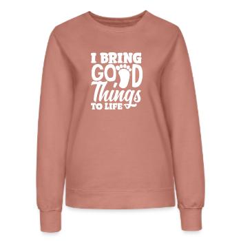 Hebamme Bringt Gutes Zum Leben - Frauen Sweatshirt - Altrosa - Vorne - AI Model Female 172 dark (172cm)