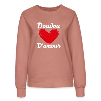 Doudou d'amour Humour Saint Valentin Idée - Sweat Femme - rose poudré - Devant - AI Model Female 172 dark (172cm)