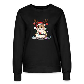 Süße Hamster Weihnachten Illustration Für - Frauen Sweatshirt - Schwarz - Vorne - AI Model Female 172 light (172cm)