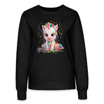 Einhorn Geburtstagfeier Mädchen Karneval Konfetti - Frauen Sweatshirt - Schwarz - Vorne - AI Model Female 172 light (172cm)