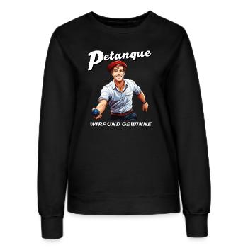 PETANQUE WIRF UND GEWINNE - Frauen Sweatshirt - Schwarz - Vorne - AI Model Female 172 light (172cm)