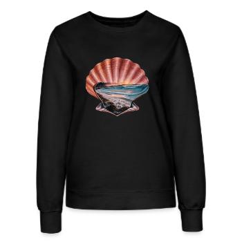 Muschel Strand Szene Serene Ozean Landschaft - Frauen Sweatshirt - Schwarz - Vorne - AI Model Female 172 light (172cm)