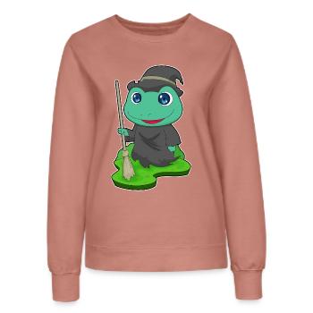 Frosch Hexe Besen - Frauen Sweatshirt - Altrosa - Vorne - AI Model Female 172 dark (172cm)