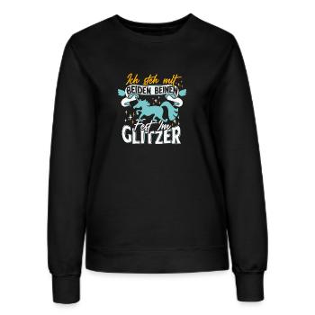 Ich Steh mit Beiden Beinen Fest im Glitzer - Frauen Sweatshirt - Schwarz - Vorne - AI Model Female 172 light (172cm)