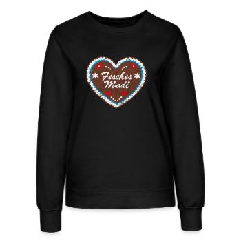 Lebkuchenherz "Fesches Madl" Hochzeit - Frauen Sweatshirt - Schwarz - Vorne - AI Model Female 172 light (172cm)