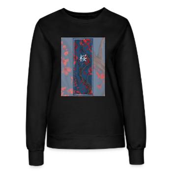 Dunkles Sakura Sumi-e Kanji - Frauen Sweatshirt - Schwarz - Vorne - AI Model Female 172 light (172cm)
