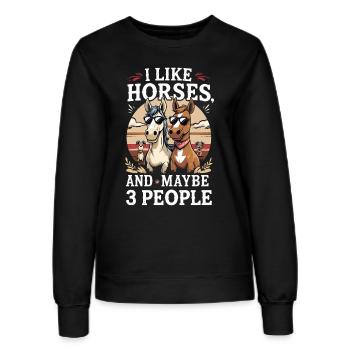i like horses and maybe 3 people - Women’s Sweatshirt - black - Front - AI Model Female 172 light (172cm)