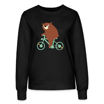 Molliger Bär fährt gemütlich Fahrrad - Frauen Sweatshirt - Schwarz - Vorne - AI Model Female 172 light (172cm)