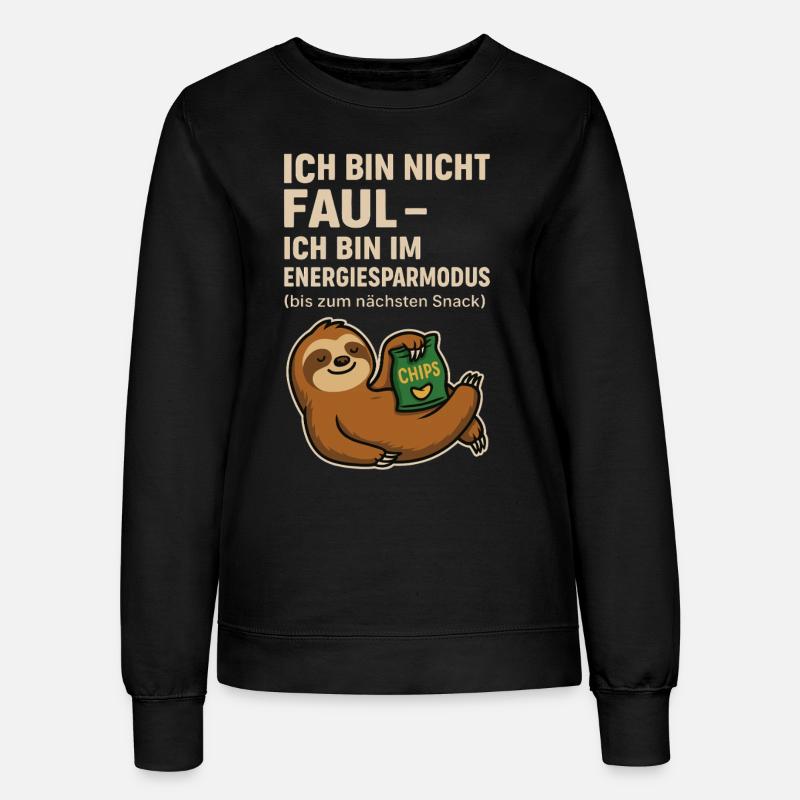 Energy Saving Mode Sloth Snack Shirt - Women’s Sweatshirt - black