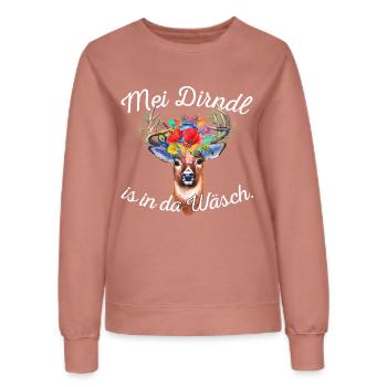 Mei Dirndl is in da Wäsch - Frauen Sweatshirt - Altrosa - Vorne - AI Model Female 172 dark (172cm)