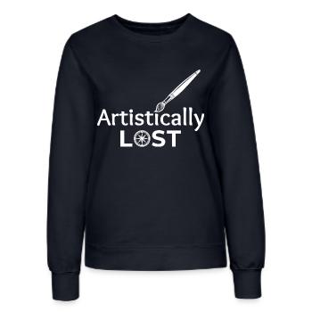 Conception de carte boussole artistiquement perdue - Sweat Femme - marine - Devant - AI Model Female 172 light (172cm)