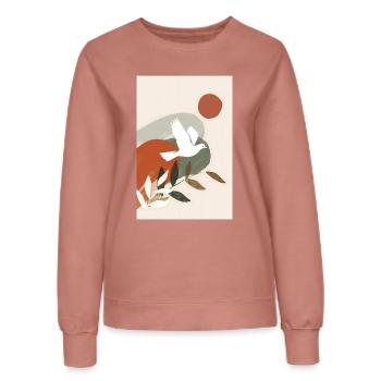 Boho colombe art mural, téléchargement numérique, moderne - Sweat Femme - rose poudré - Devant - AI Model Female 172 dark (172cm)