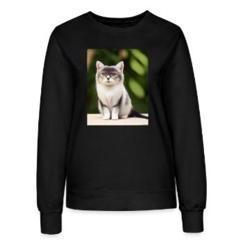 white persian cat - Women’s Sweatshirt - black - Front - AI Model Female 172 light (172cm)