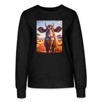 Animaux africains super mignons – Gnous - Sweat Femme - noir - Devant - AI Model Female 172 light (172cm)