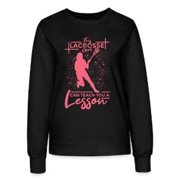 Lacrosse Mädel - Frauen Sweatshirt - Schwarz - Vorne - AI Model Female 172 light (172cm)