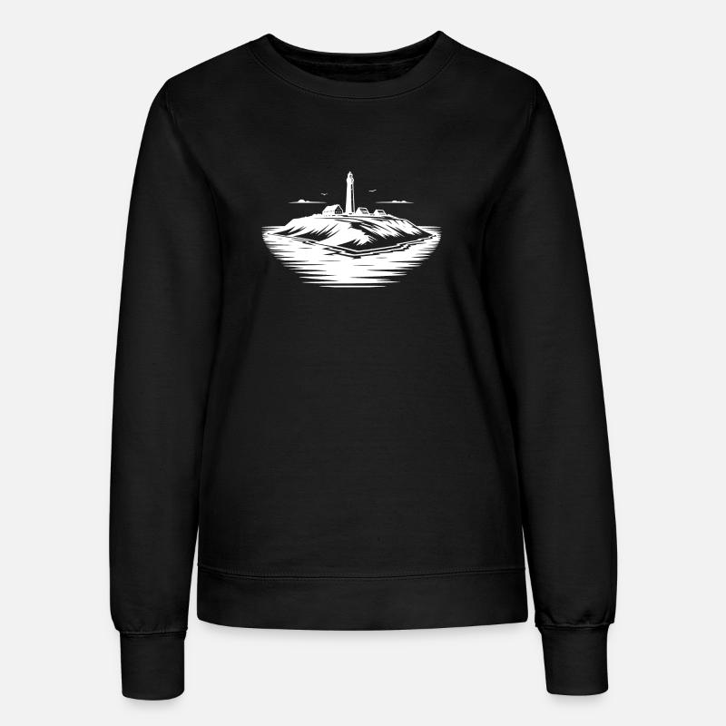 Einsame Insel mit Leuchtturm an der Küste - Frauen Sweatshirt - Schwarz