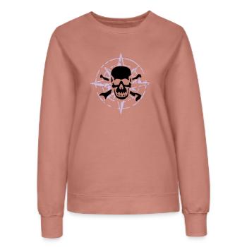 windrose_skull_02_a_2c - Frauen Sweatshirt - Altrosa - Vorne - AI Model Female 172 dark (172cm)
