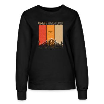 Vanlife Abenteurer - Retro 70er Jahre Farben - Frauen Sweatshirt - Schwarz - Vorne - AI Model Female 172 light (172cm)