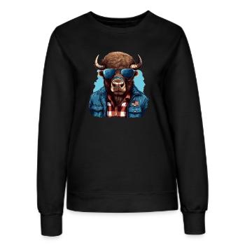 Street style American bison - Women’s Sweatshirt - black - Front - AI Model Female 172 light (172cm)