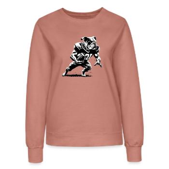 Bulldogge spielt American Football | Banksy Style - Frauen Sweatshirt - Altrosa - Vorne - AI Model Female 172 dark (172cm)