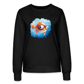 Lustiger Fisch mit Sehschwäche - Frauen Sweatshirt - Schwarz - Vorne - AI Model Female 172 light (172cm)