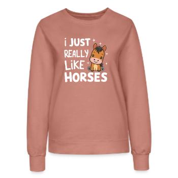Pferd Pferde Reiten Pferdereiten Sprungreiten - Frauen Sweatshirt - Altrosa - Vorne - AI Model Female 172 dark (172cm)