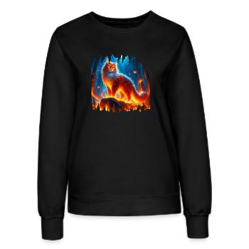 Enchanted Fire Feline - Women’s Sweatshirt - black - Front - AI Model Female 172 light (172cm)