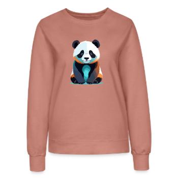 Panda Vektor Kunst mit lebendiger Farbillustration - Frauen Sweatshirt - Altrosa - Vorne - AI Model Female 172 dark (172cm)