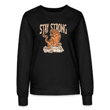 Stay Strong Tiger Design – Courage et force - Sweat Femme - noir - Devant - AI Model Female 172 light (172cm)