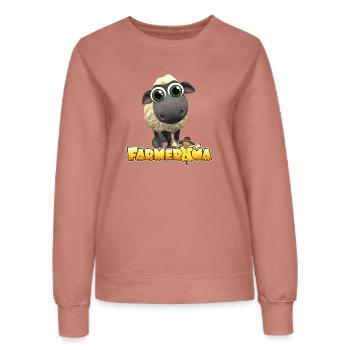 Farmerama Logo und Schaf mit großen Augen - Frauen Sweatshirt - Altrosa - Vorne - AI Model Female 172 dark (172cm)