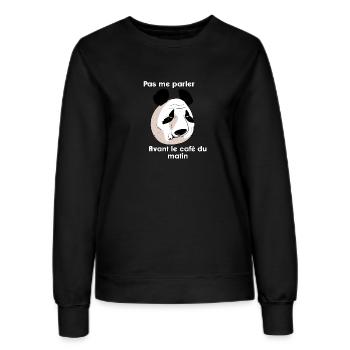 Le café du matin (version francophone) - Sweat Femme - noir - Devant - AI Model Female 172 light (172cm)