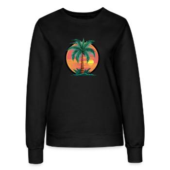 Tropische Palme bei Sonnenuntergang – Urlaubsmotiv - Frauen Sweatshirt - Schwarz - Vorne - AI Model Female 172 light (172cm)