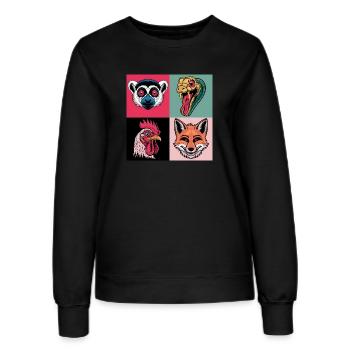 Pop Art Snake Fox Rooster Lemur - Women’s Sweatshirt - black - Front - AI Model Female 172 light (172cm)