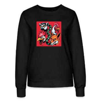Pop Art Fox Rooster Lemur Snake Smile - Women’s Sweatshirt - black - Front - AI Model Female 172 light (172cm)